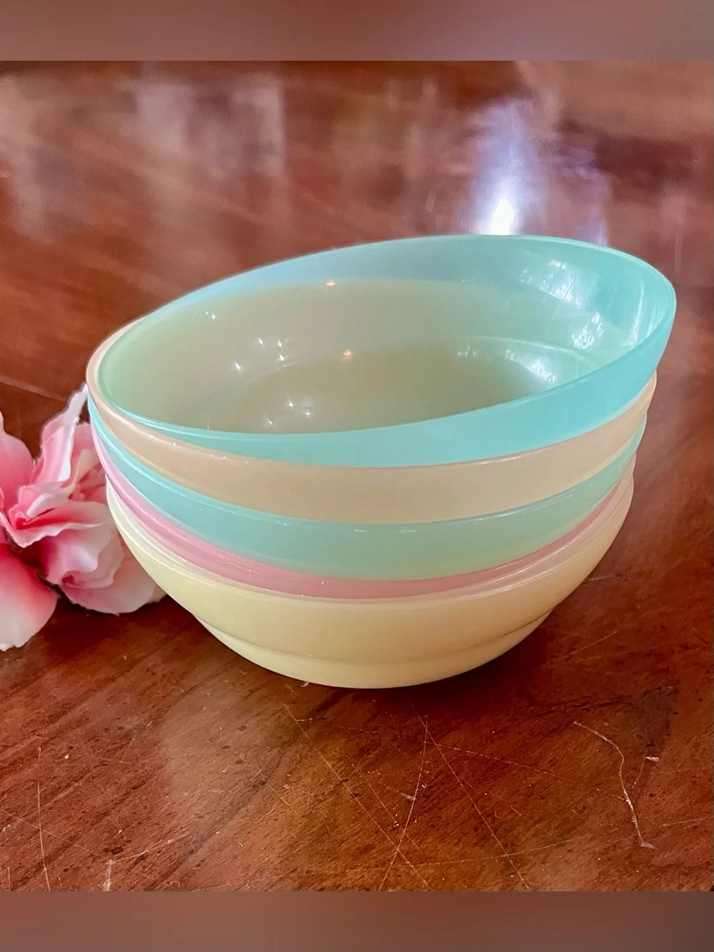 VTG Tupperware 154 Pastel Bowls Set of 6 Orlando FL Mold 154-5 to 154-8 No Lids